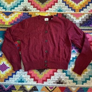 Vintage 1990s Y2K GAP Women's Burgundy Sweater Size Large